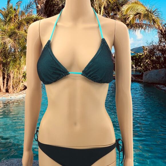 No Boundaries LARGE Juniors Blue Drawstring Padded Bikini Top Swimsuit Swimwear - Picture 1 of 7
